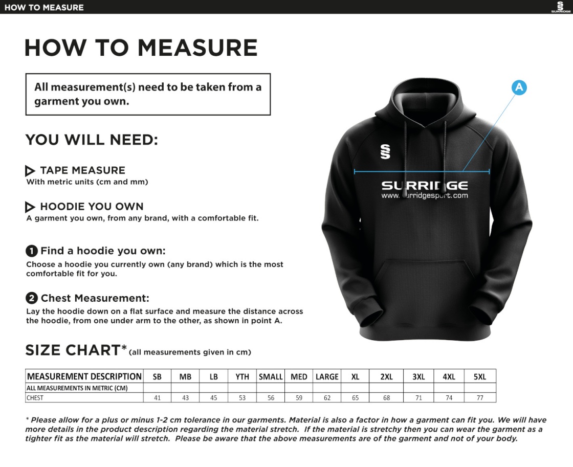 Marchon Badminton Club Blade Hoody - FEMALE - Size Guide