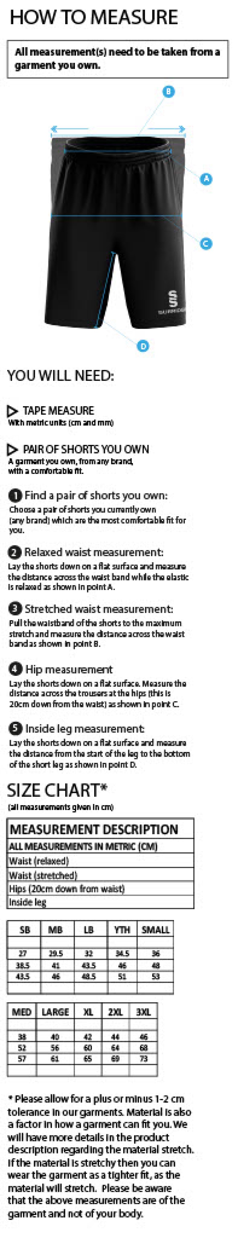 MARCHON BADMINTON CLUB RIPSTOP SHORTS - FEMALE - Size Guide