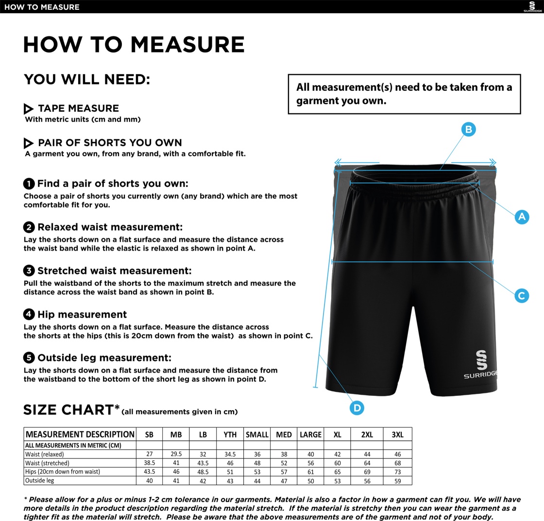 Marchon Badminton Club Blade Shorts - MALE - Size Guide