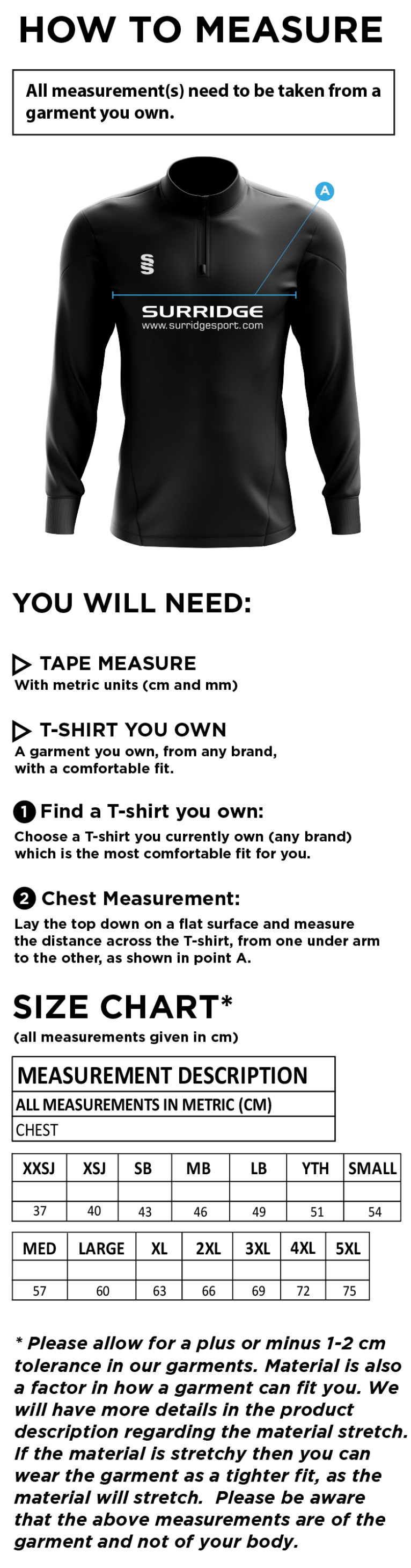 Marchon Badminton Club Blade Performance Top - MALE - Size Guide